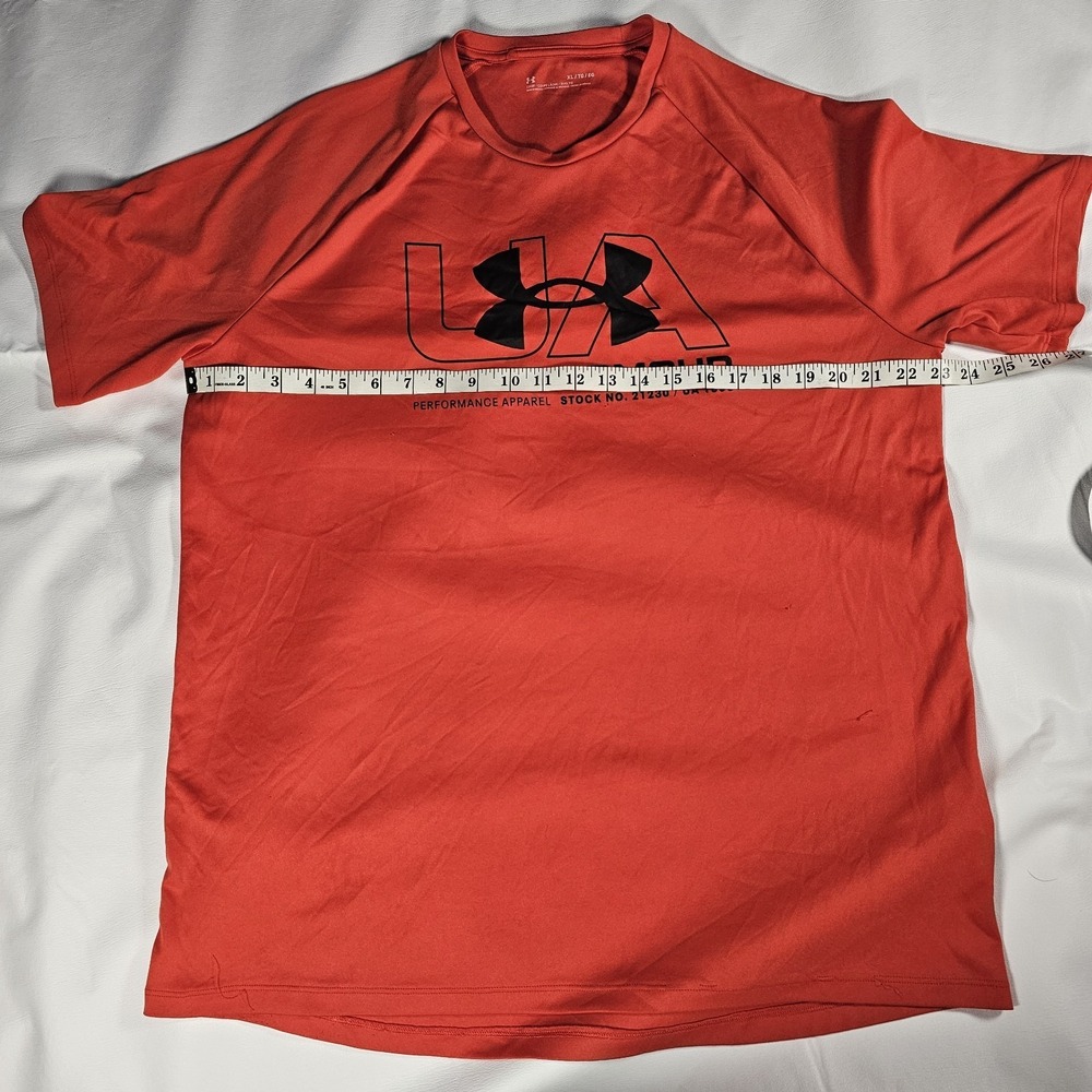 Under Armour‎ UA Logo T-Shirt Men's XL Red Loose Fit Short Sleeve Athletic Tee - Picture 9 of 12